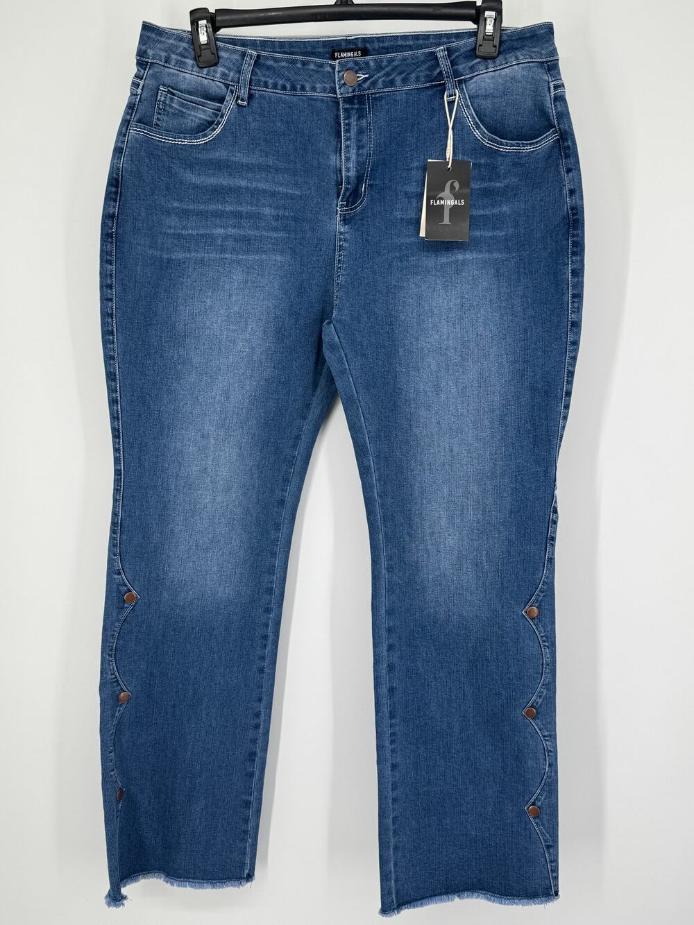 Flamingals Scallop Side Button Crop Jeans 3XL Plus 16/18 NWT